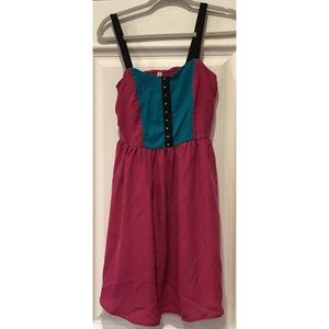 Xhilaration Dress Size Medium Pink Sleeveless Blue Color Block Y2K Fairy